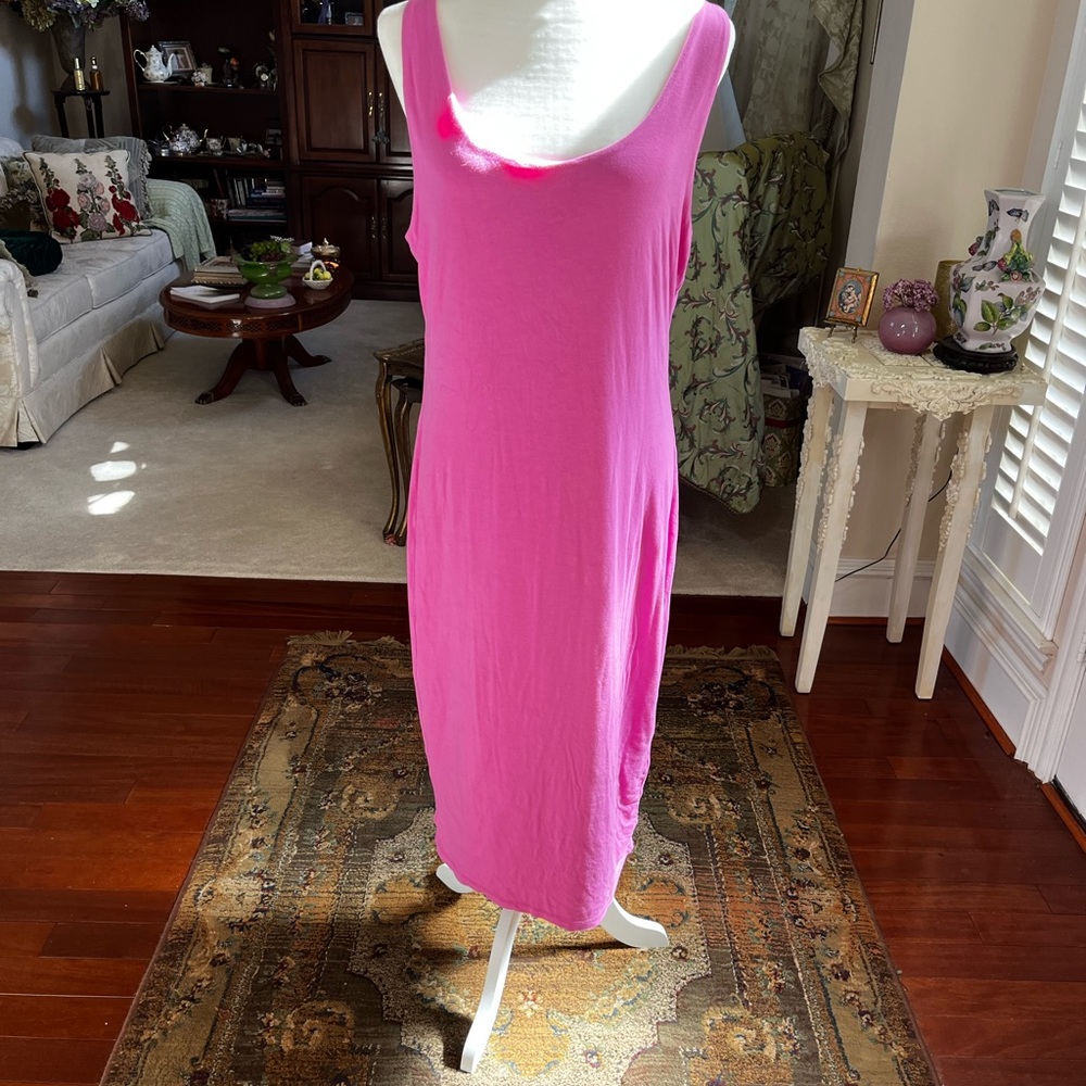 Vibrant Pink Sleeveless Dress MIDI length lined in good condition